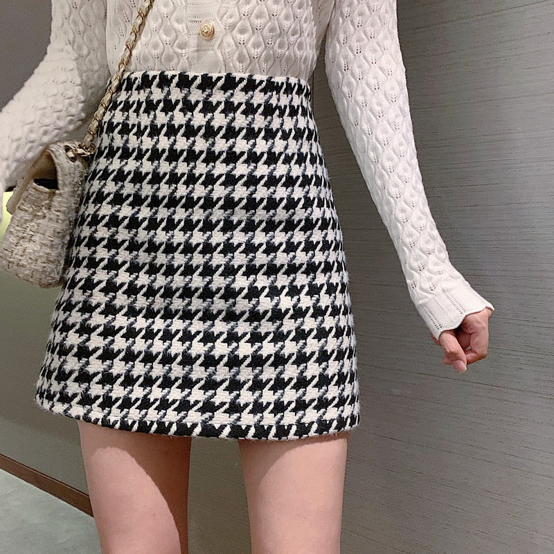 Women's Houndstooth Mini Skirt Dsers