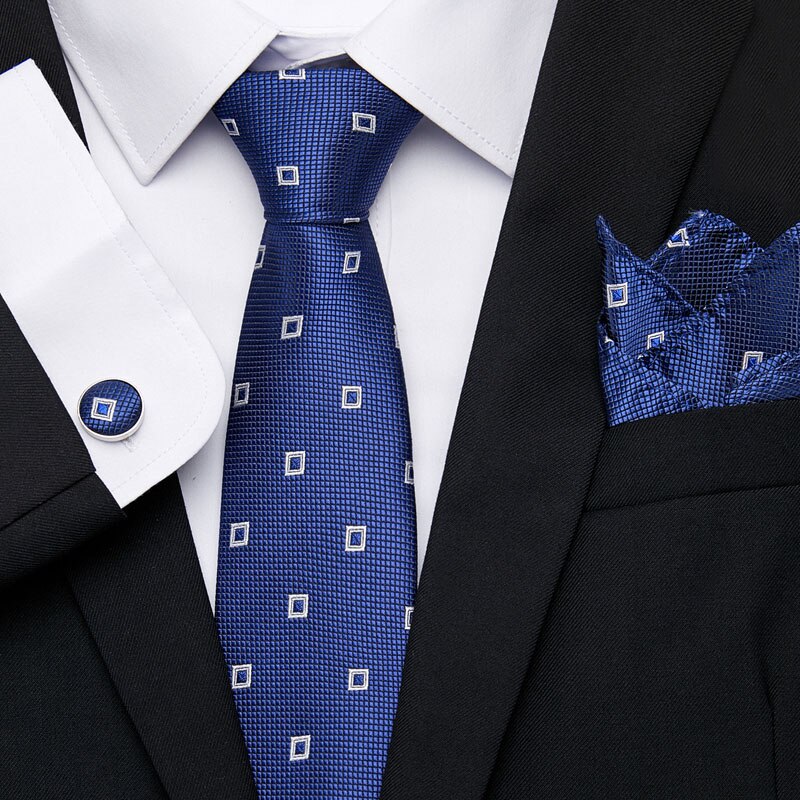 Men's Silk Tie Handkerchief and Cufflinks Set Dsers