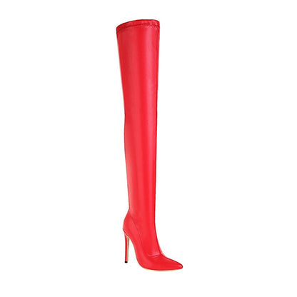 Women's Thigh High PU Leather Stiletto Boots Dsers