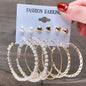 Women's Geometric Hoop and Dangle Variety Earring Sets Dsers