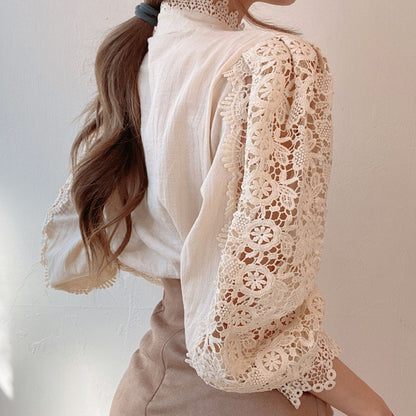 Women's Lace Blouse with Petal Sleeve Pattern Dsers