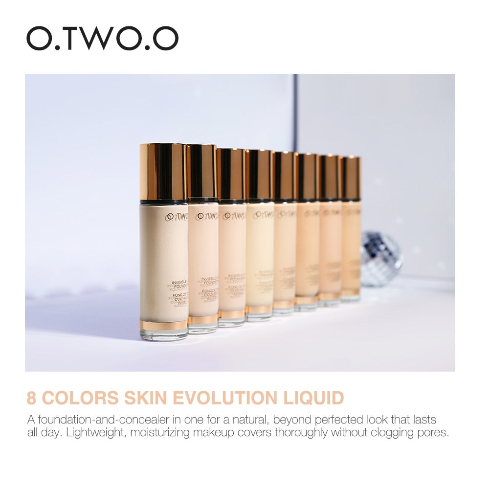 O.TWO.O 8 Colors Liquid Foundation Make Up Concealer Whitening Moisturizer Oil-control Waterproof Liquid Foundation Face Care