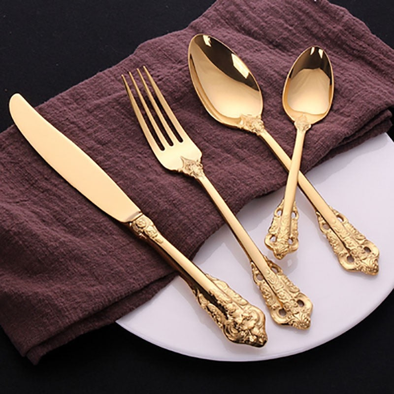 Spklifey Dinnerware Set Gold Cutlery Fork Stainless Steel Spoon Royal Cutlery Forks Knives Spoons Kitchen Spoon Tableware Dsers