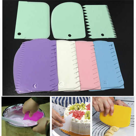 Portable 3PCS/Set Plastic Cake Scraper Decorating Tools Dough Icing Scrappers Kitchen Cake Decorating Accessorie Dsers