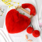 Women's Fuzzy Heart Shaped Plush Handbag Dsers