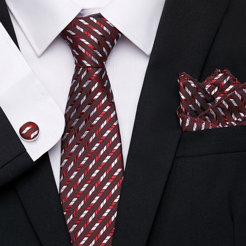 Men's Silk Tie Handkerchief and Cufflinks Set Dsers