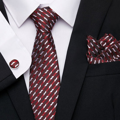 Men's Silk Tie Handkerchief and Cufflinks Set Dsers