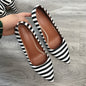 Women's Black and White Striped Pointed Toed Stilettos Dsers