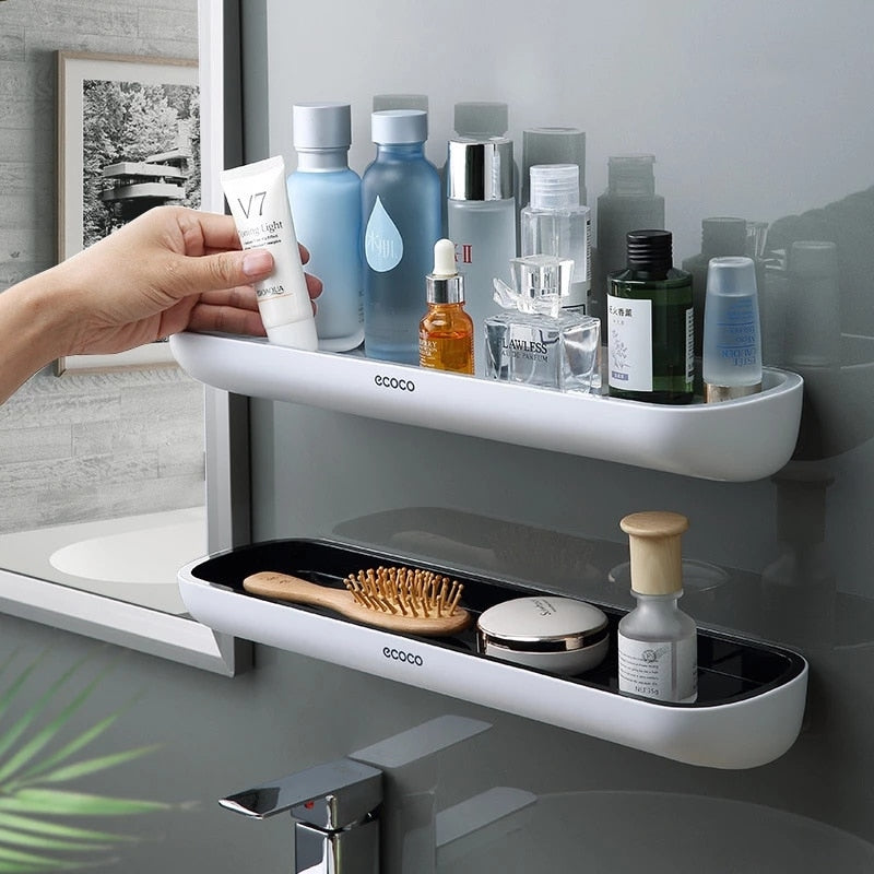 Punch-Free Bathroom Organizer Shelf Shampoo Shower Storage Rack Bath kitchen Towel Holder Household Items Bathroom Accessories Dsers