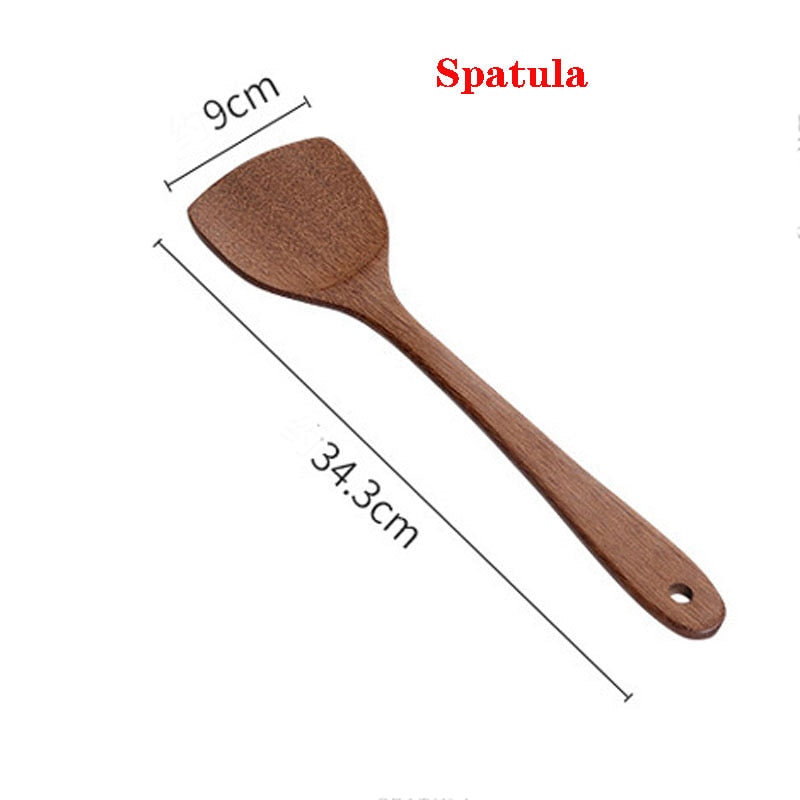 Wooden Spatula Kitchen Nonstick Dedicated Wooden Kitchenware Heat Resistant Wooden Cooking Shovel Spoon Dsers