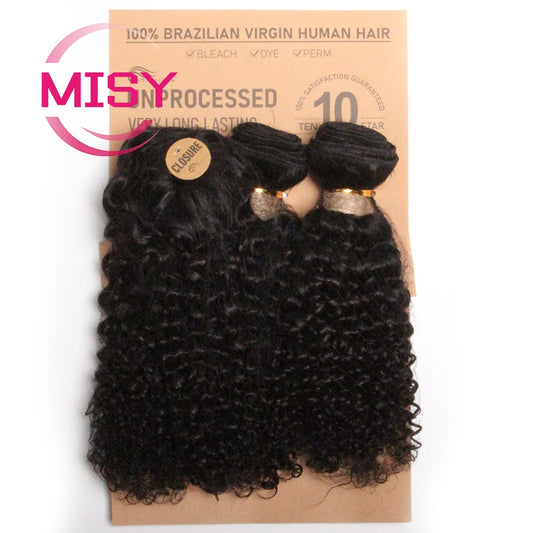 Short Brazilian Curly Hair Bundles With Closure Natural Human Hair Kinky Curly Bundles With Machine Made Closure For Women Dsers