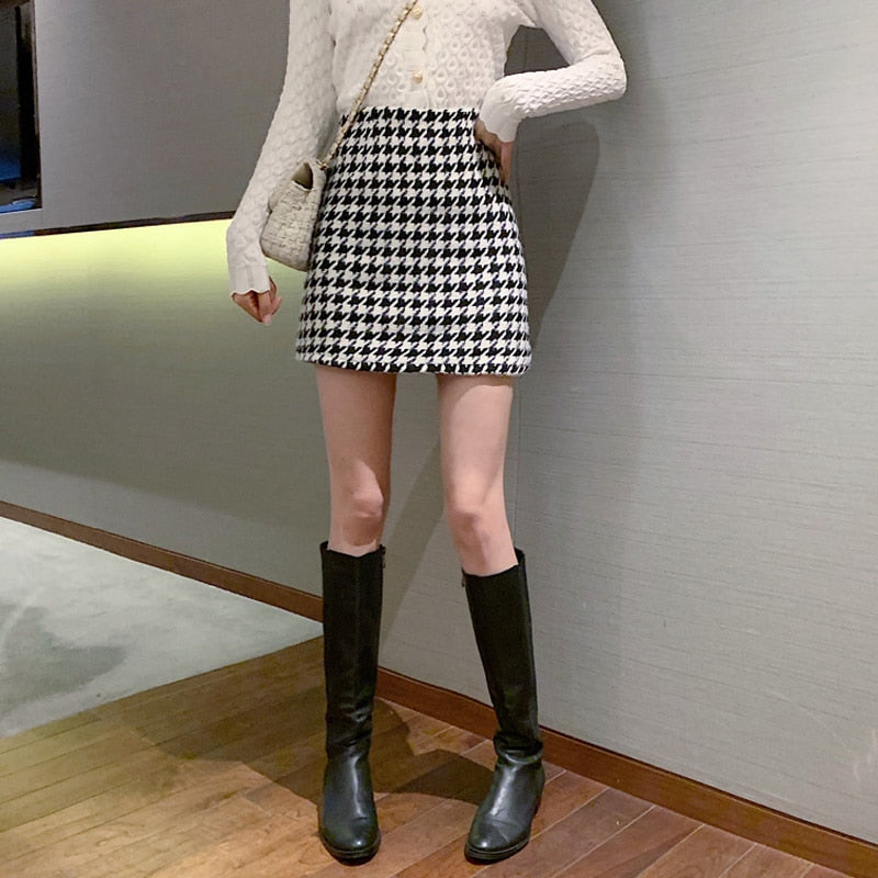 Women's Houndstooth Mini Skirt Dsers