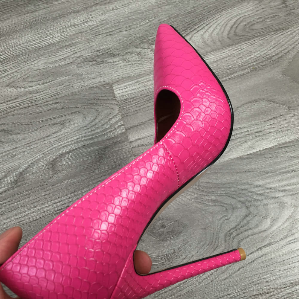 Women's Pink Snake Pattern Heels Dsers