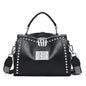 Women's Small Punk Theme Shoulder Bag with Rivets and Tassel Dsers