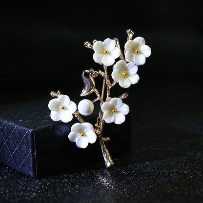 Shell And Pearl Flower Brooch Dsers