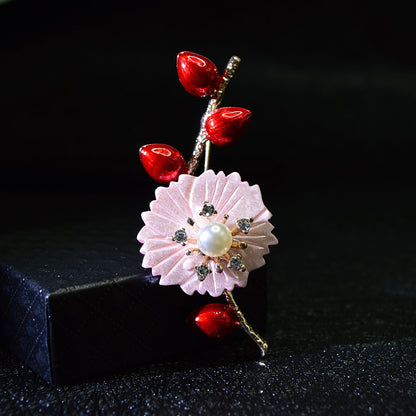 Shell And Pearl Flower Brooch Dsers