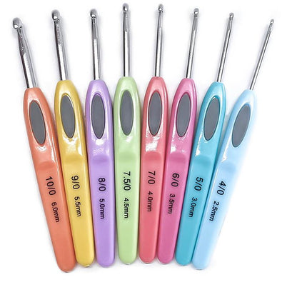 8pcs Colorful Soft Plastic Handle Alumina Crochet Hooks Knitting Needles Set 2.5-6mm Crochet for Weave Sewing Needles Tool