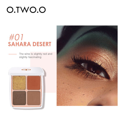 O.TWO.O Colored Drawing Morocco Eyeshadow Palette 4 Colors Matte Shimmer Glitter Effect Eye Shadow Makeup For Daily Use