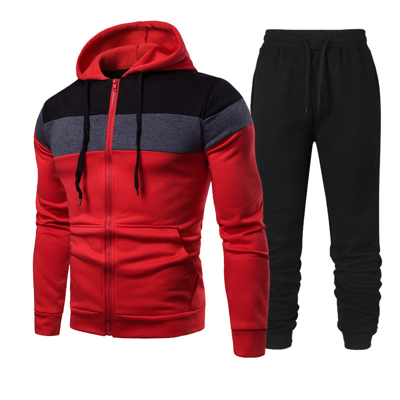 Spring And Autumn Zipper Solid Color Color Matching Men's Hooded Sportswear Men And Women Couple Clothes Jogging Casual Sportswear SupDropshipping