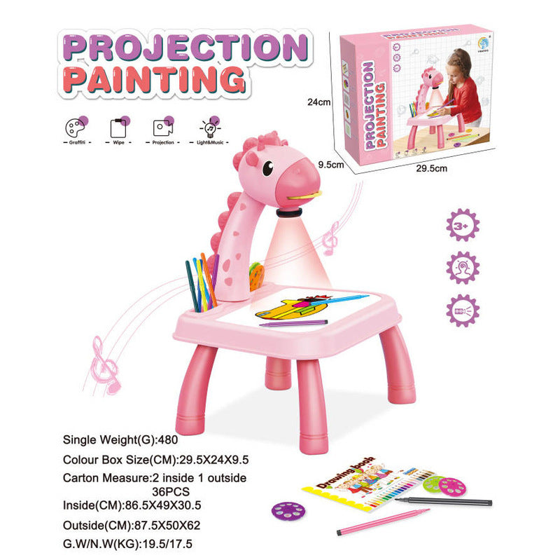 ⚠️🚨🔊 Children's Smart Projection Writing Board Toy Writing Graffiti Board Children's Painting Multifunctional Light And Music Projection Table SupDropshipping