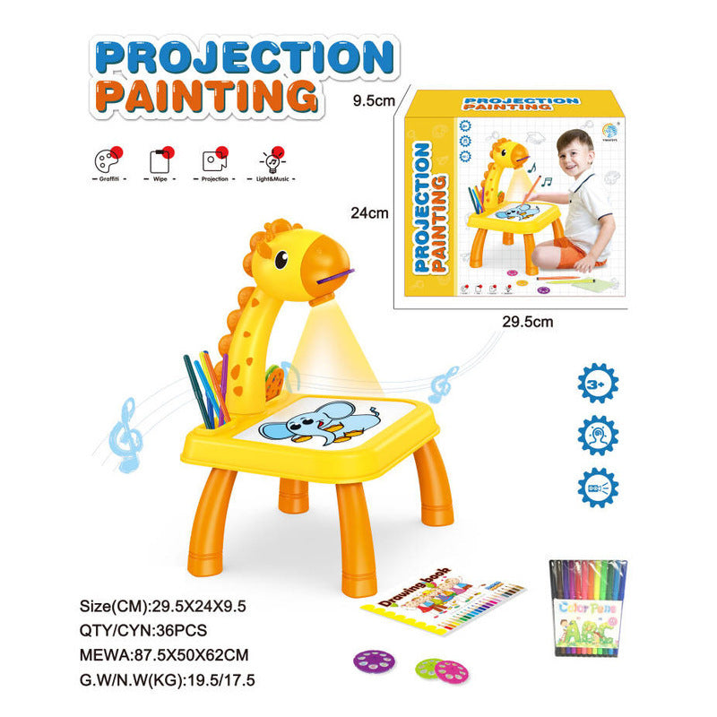 ⚠️🚨🔊 Children's Smart Projection Writing Board Toy Writing Graffiti Board Children's Painting Multifunctional Light And Music Projection Table SupDropshipping