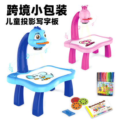 ⚠️🚨🔊 Children's Smart Projection Writing Board Toy Writing Graffiti Board Children's Painting Multifunctional Light And Music Projection Table SupDropshipping