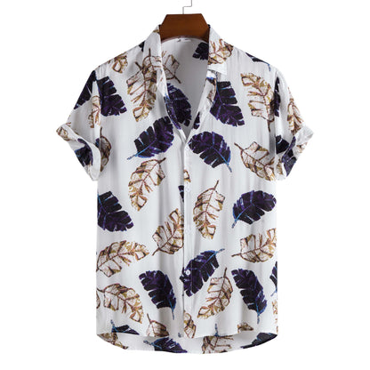 New Men's Fashion Trend Rayon Printing Short-sleeved Shirt One Piece On Behalf Of The Hair SupDropshipping