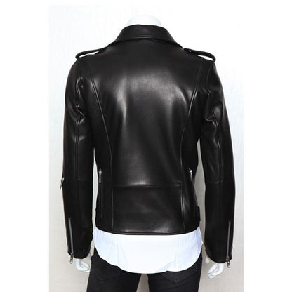 Men's Leather Jacket with Multi-Zip Lapels SupDropshipping