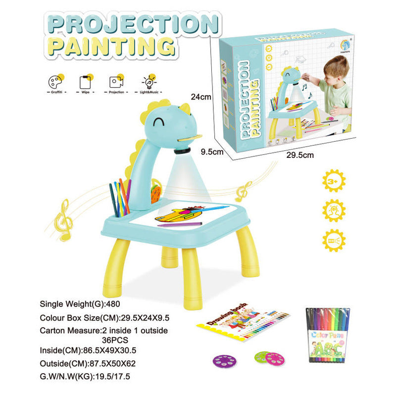 ⚠️🚨🔊 Children's Smart Projection Writing Board Toy Writing Graffiti Board Children's Painting Multifunctional Light And Music Projection Table SupDropshipping