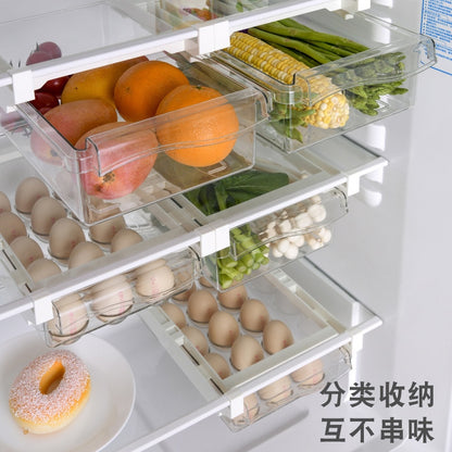 Plastic Clear Fridge Organizer Slide Under Shelf Drawer Box Rack Holder Refrigerator Drawer Kitchen Fruit Food Storage Box Dsers