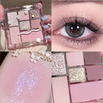 Nine-color Eye Shadow Palette Iris Purple Glitter Pearly Eyeshadow Palette Fashion Korean Shiny Eye Shadow Charming Eye Makeup