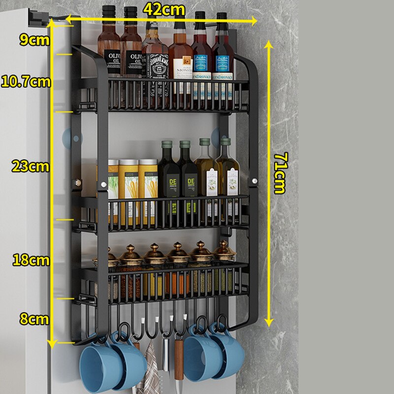 Refrigerator Side Storage Rack Fridge Shelf Cupboard Organizer Kitchen Cabinet Space Saving Refrigerator Hanging Storage Rack Dsers