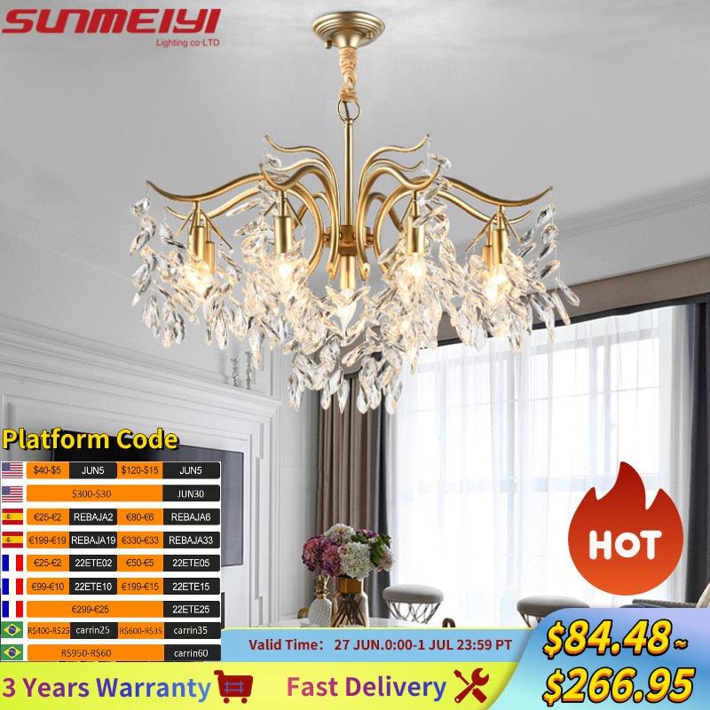 Nordic LED Crystal Chandeliers Gold Black Chandelier Luxury Lighting Kitchen Dining Living room Bedroom Lamp lustre pendente Dsers