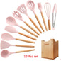 Silicone Cooking Utensils 11/12/13Pcs Kitchen Utensil Set Non-stick Spatula Wooden Handle with Storage Box Kitchen Appliances Dsers