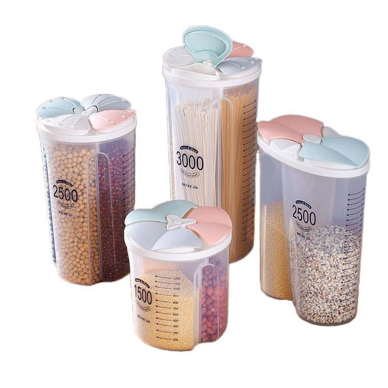 Sealed Storage Box Crisper Grains Food Storage Tank Household Kitchen Food Containers for Dry Cereals Measure Cups Kitchen Tool Dsers