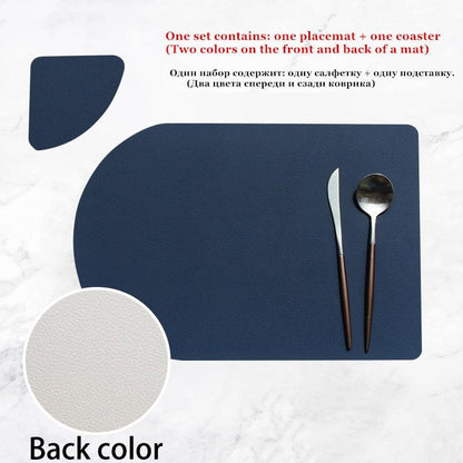 Placemat Washable Set Dual Side Tableware Pad Leather Heat Insulation Waterproof Non-Slip Bowl Coaster Kitchen Dsers