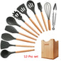 Silicone Cooking Utensils 11/12/13Pcs Kitchen Utensil Set Non-stick Spatula Wooden Handle with Storage Box Kitchen Appliances Dsers