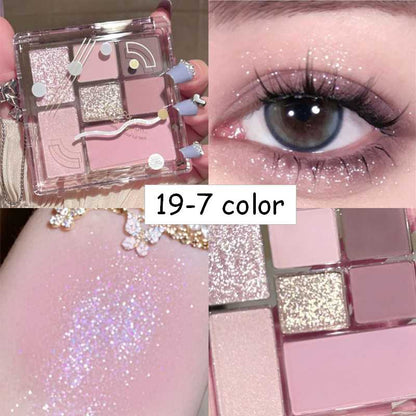 Nine-color Eye Shadow Palette Iris Purple Glitter Pearly Eyeshadow Palette Fashion Korean Shiny Eye Shadow Charming Eye Makeup