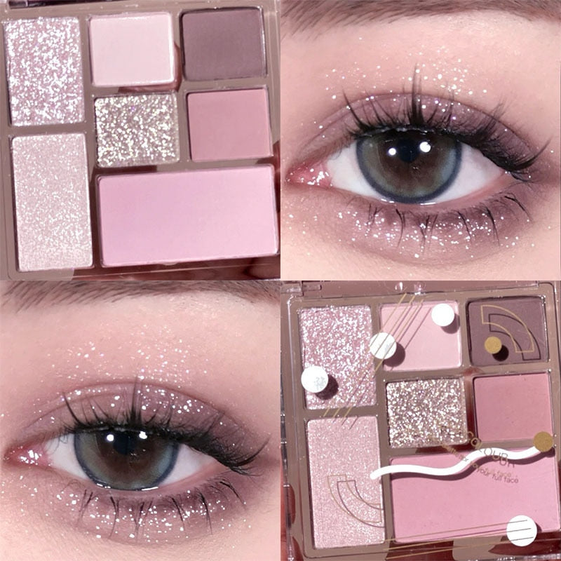 Nine-color Eye Shadow Palette Iris Purple Glitter Pearly Eyeshadow Palette Fashion Korean Shiny Eye Shadow Charming Eye Makeup