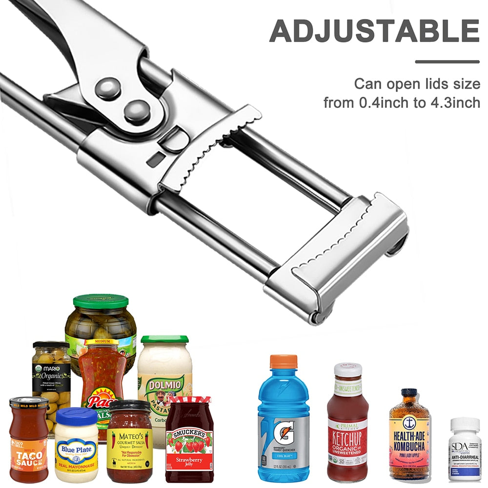 Professional Portable Adjustable Manual Stainless Steel Jar Lid Opener Gripper Can Opener Kitchen Supplies Accessories Dsers