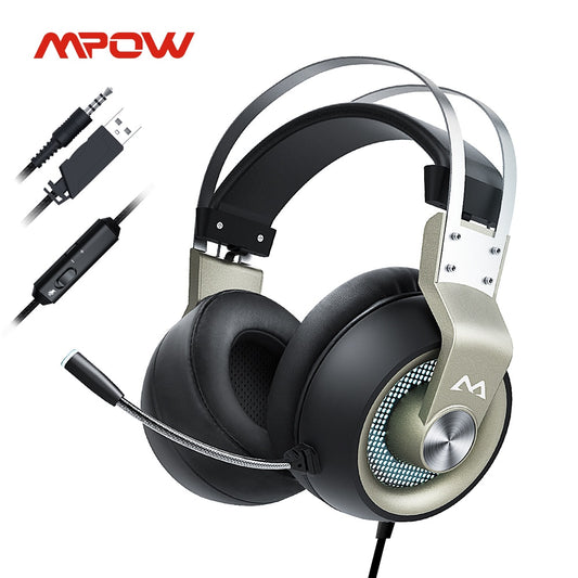 Mpow EG3 Pro Gaming Headphones For iPad PS4 PC Laptop Tablet Phones 3.5mm Jax & USB Cable Support Volume/Mic Control 50mm Driver