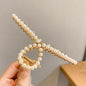 Pearl Hair Claw Set Clip for Women Gold Color Hairpins Metal Hair Accessories Geometric Hollow Pincer Barrette Crystal Clip Big Dsers