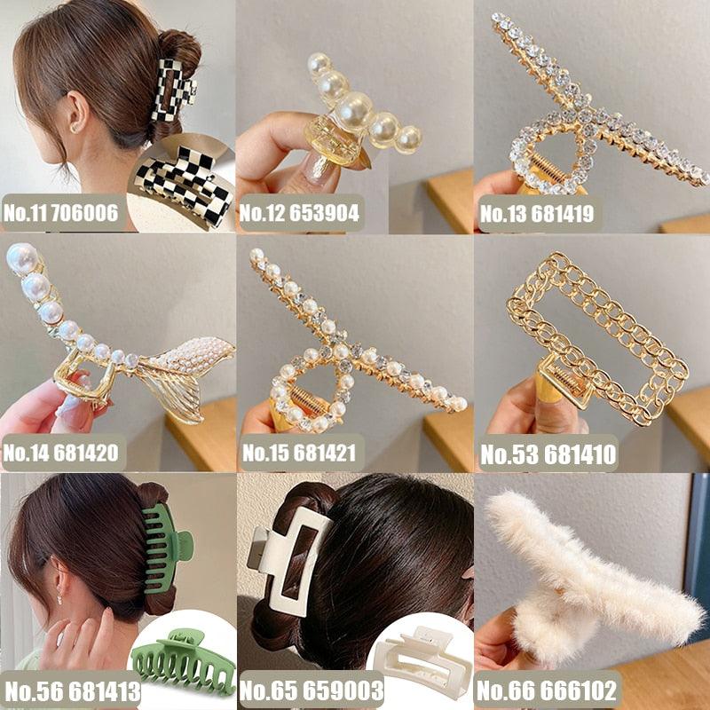 Pearl Hair Claw Set Clip for Women Gold Color Hairpins Metal Hair Accessories Geometric Hollow Pincer Barrette Crystal Clip Big Dsers