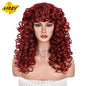 Red Brown Copper Ginger Short Loose Curly Wigs For Women Synthetic Natural Cosplay Hair Wig With Bangs Heat Resistant LIZZY