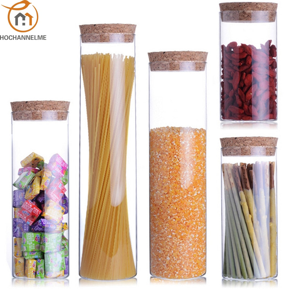 Transparent Glass Jars Seal Jars Grains Storage Bottles Spice Jar Kitchen Storage Organization Dsers