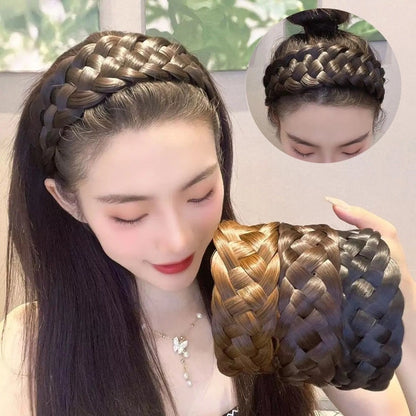 Wide Twist Wig Headbands For Women Wide Fishbone Braids Hairbands Handmade Head Hoop Hair Styling Headwear Accessories Gift