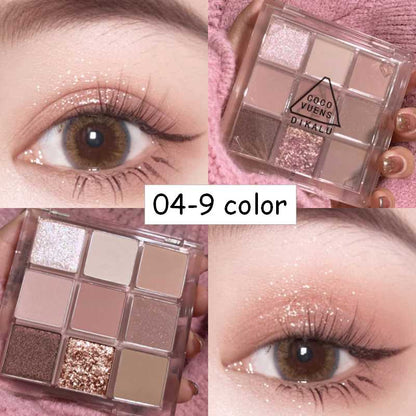 Nine-color Eye Shadow Palette Iris Purple Glitter Pearly Eyeshadow Palette Fashion Korean Shiny Eye Shadow Charming Eye Makeup