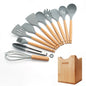 Silicone Cooking Utensils 11/12/13Pcs Kitchen Utensil Set Non-stick Spatula Wooden Handle with Storage Box Kitchen Appliances Dsers