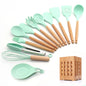 Silicone Cooking Utensils 11/12/13Pcs Kitchen Utensil Set Non-stick Spatula Wooden Handle with Storage Box Kitchen Appliances Dsers