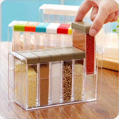 Transparent Spice Jar Set Salt and Pepper Seasoning Bottle Colorful Lid Kitchen Condiment Cruet Storage Container  Spice Rack Dsers